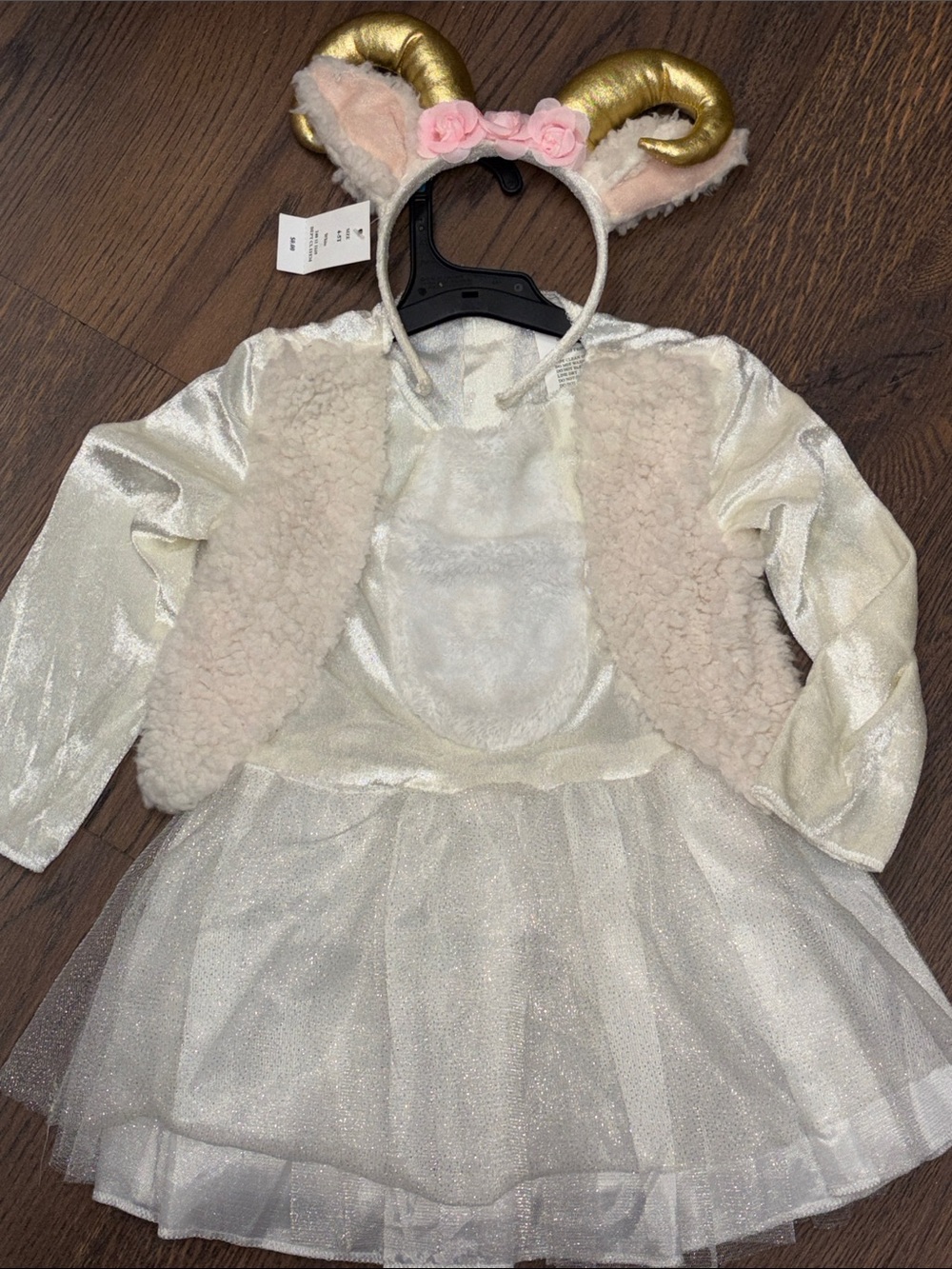 Target Cream Sparkle Lamb Costume with Gold Horn Headband